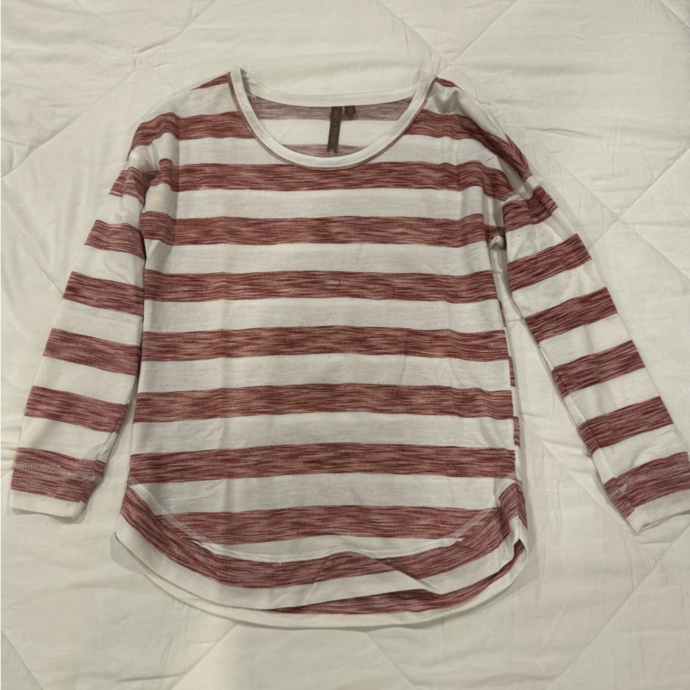 Casual Striped Long Sleeve Top in Red and White